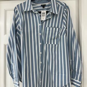 Torrid Blue and White Striped Button Down Top NWT